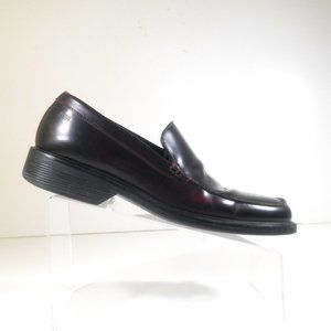 Hugo Boss Men Burgundy Leather Loafers Dress Casual Slip On Shoes Size 8